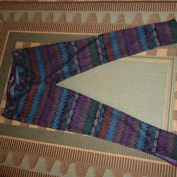 American Eagle Outfitters Stretch Jeggings 4 Leaf/Feather Multicolored Zip Leg - Picture 4 of 16